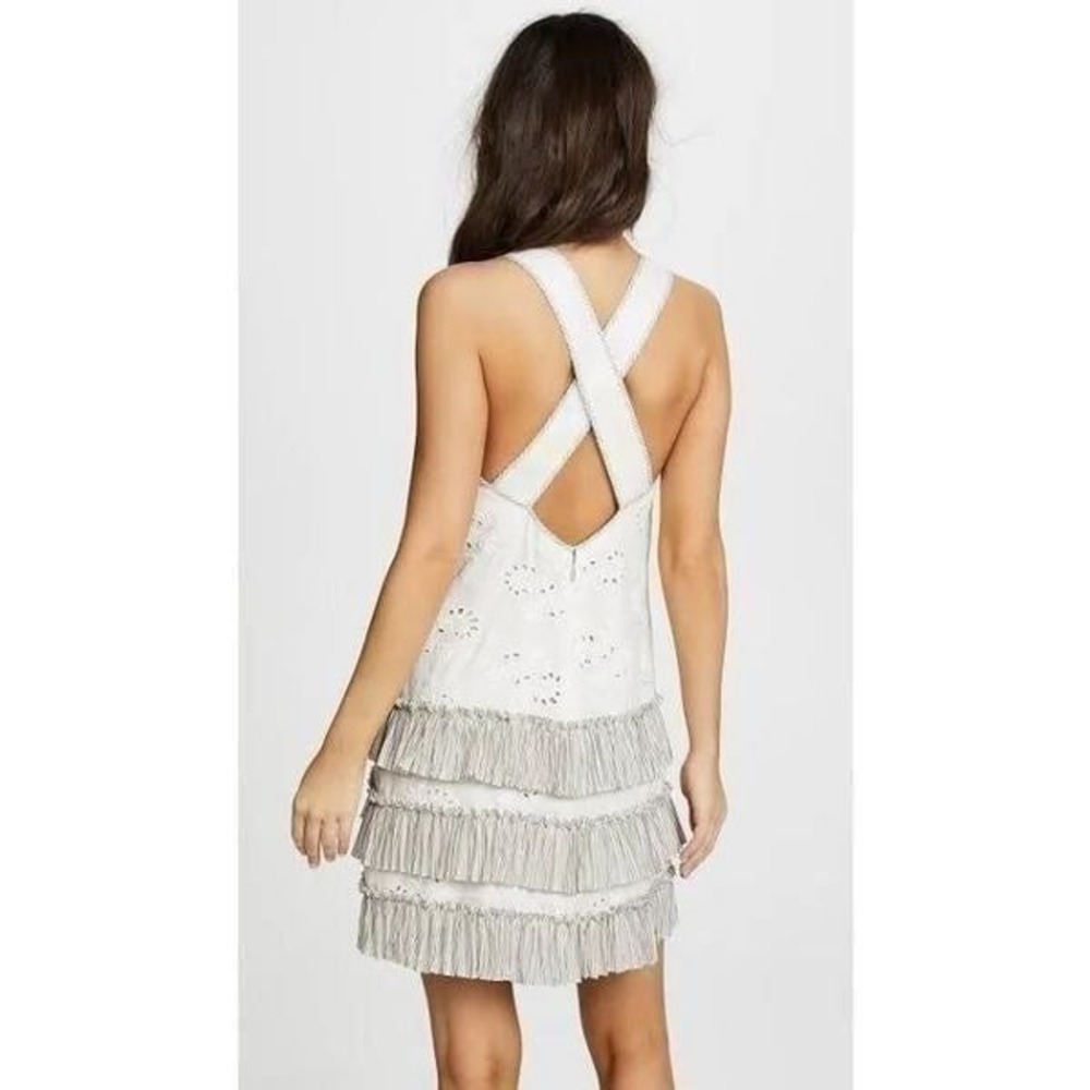 Rebecca Taylor Garden-Eyelet Sleeveless Linen Cross Back Dress Size 8